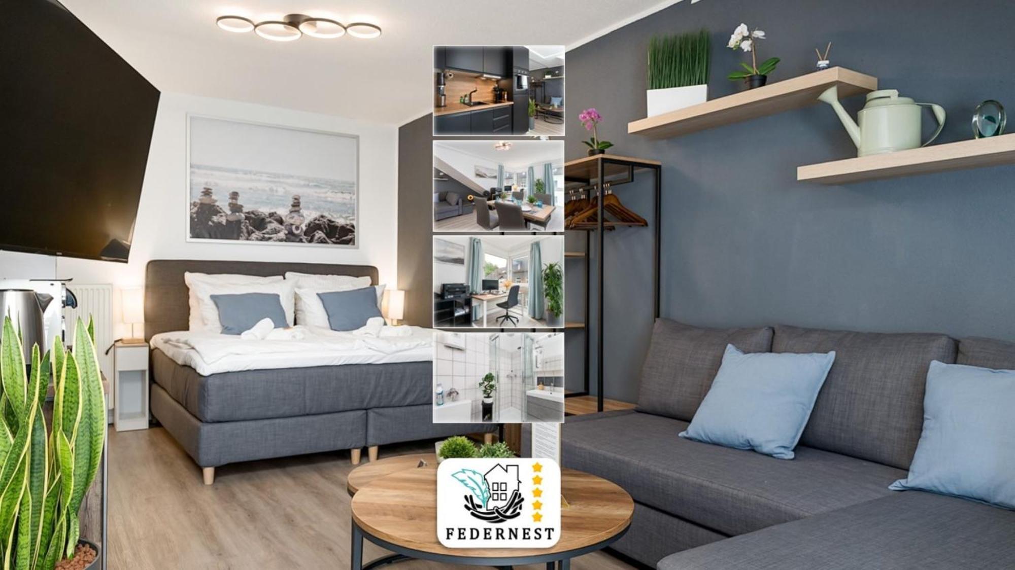 Federnest - Luxus-Studio - Kingsize Boxspringbett - Home-Office Mit Monitor Und Drucker - 11 Min Hbf Duisburg Bagian luar foto